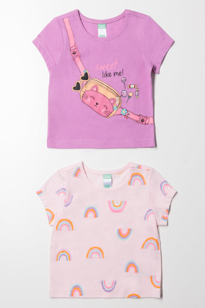 2 Pack T-Shirts Purple And Pink