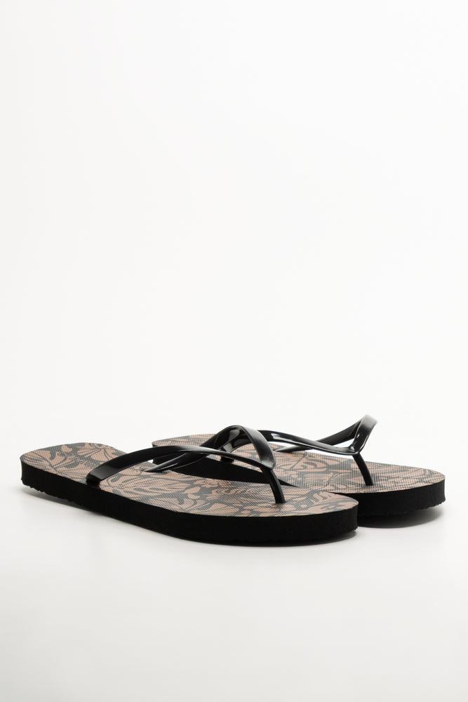 Printed Flip Flops Black
