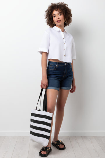 High Rise Denim Shorts Blue