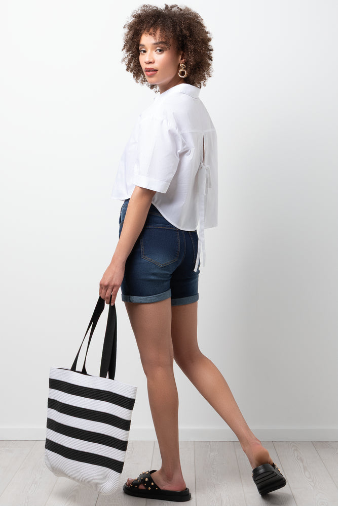 High Rise Denim Shorts Blue (2)