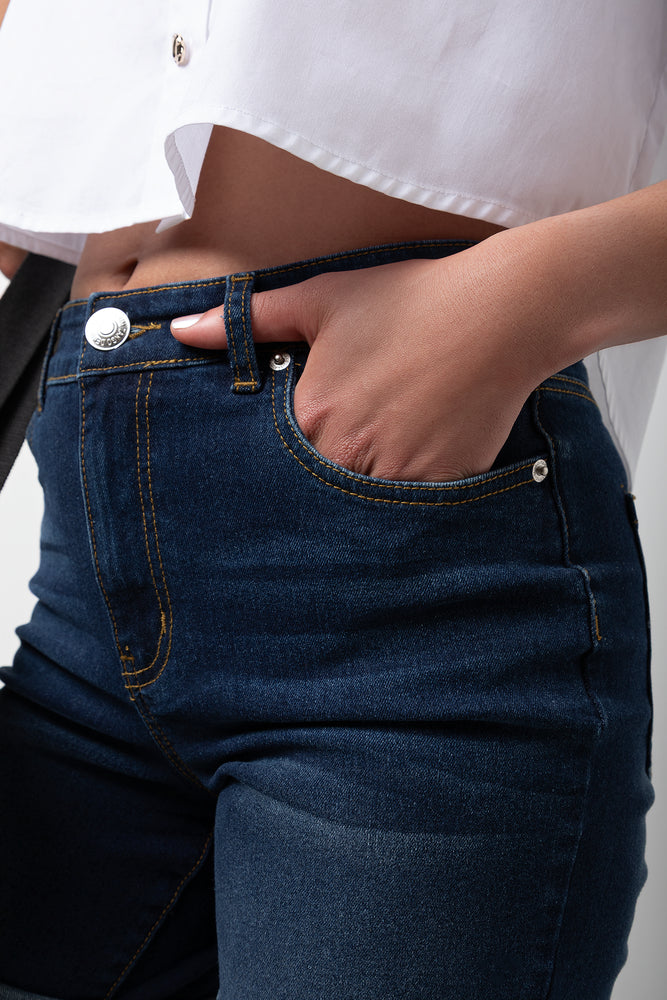 High Rise Denim Shorts Blue (3)