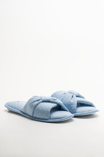 Polka Dot Open Toe Slipper Blue