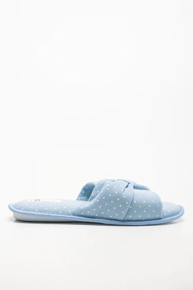 Polka Dot Open Toe Slipper Blue (1)