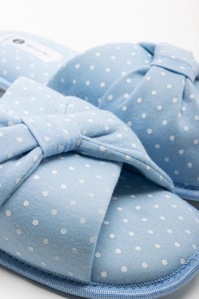 Polka Dot Open Toe Slipper Blue (2)