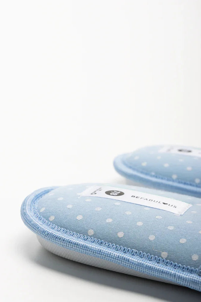 Polka Dot Open Toe Slipper Blue (3)