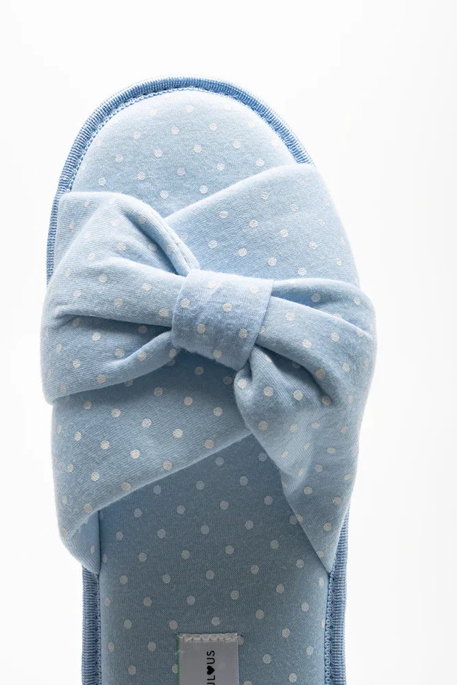 Polka Dot Open Toe Slipper Blue (4)
