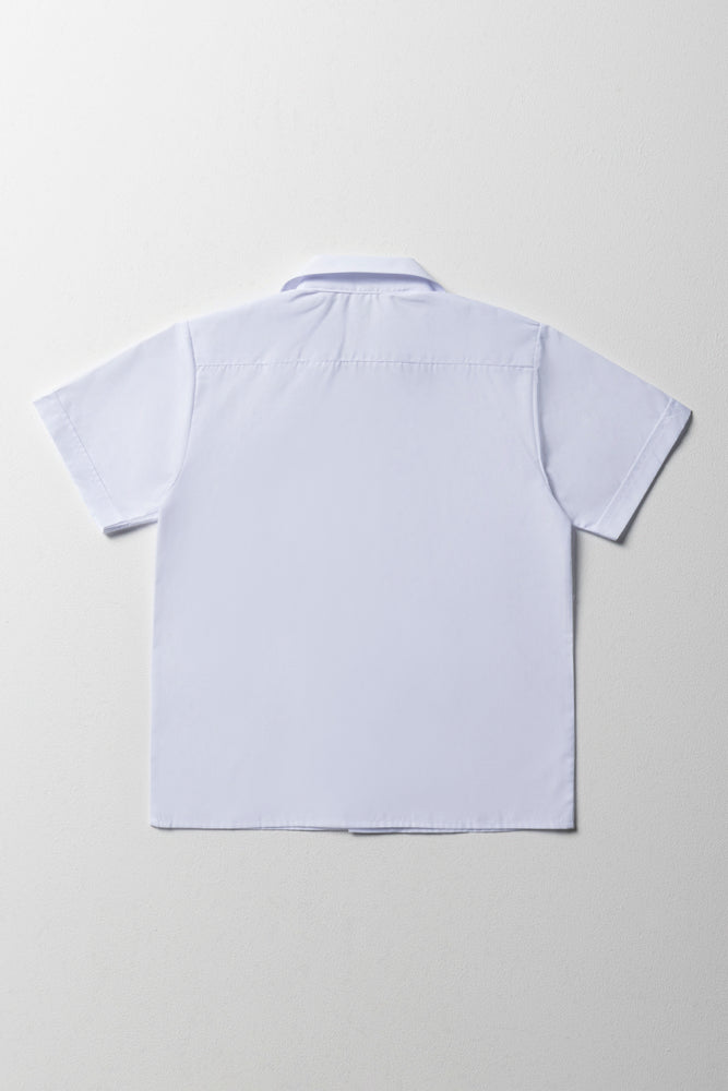 Unisex school short sleeve open neck shirt white (2)
