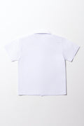 Unisex school short sleeve open neck shirt white (3)