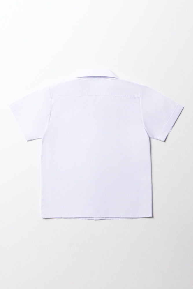 Unisex school short sleeve open neck shirt white (3)