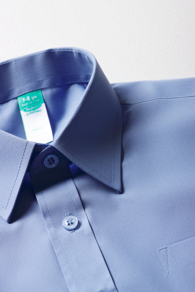 Unisex School Short Sleeve Collar Shirt Blue Toughees (1)