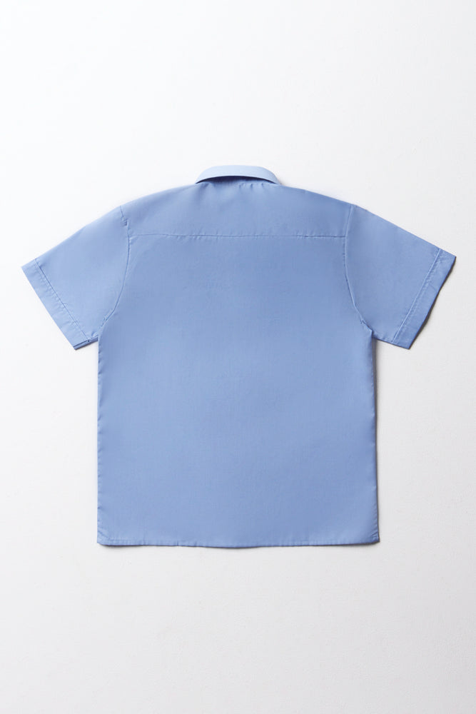 Unisex School Short Sleeve Collar Shirt Blue Toughees (3)