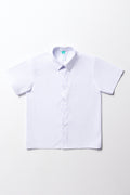 Unisex School Short Sleeve Collar Shirt White (1)