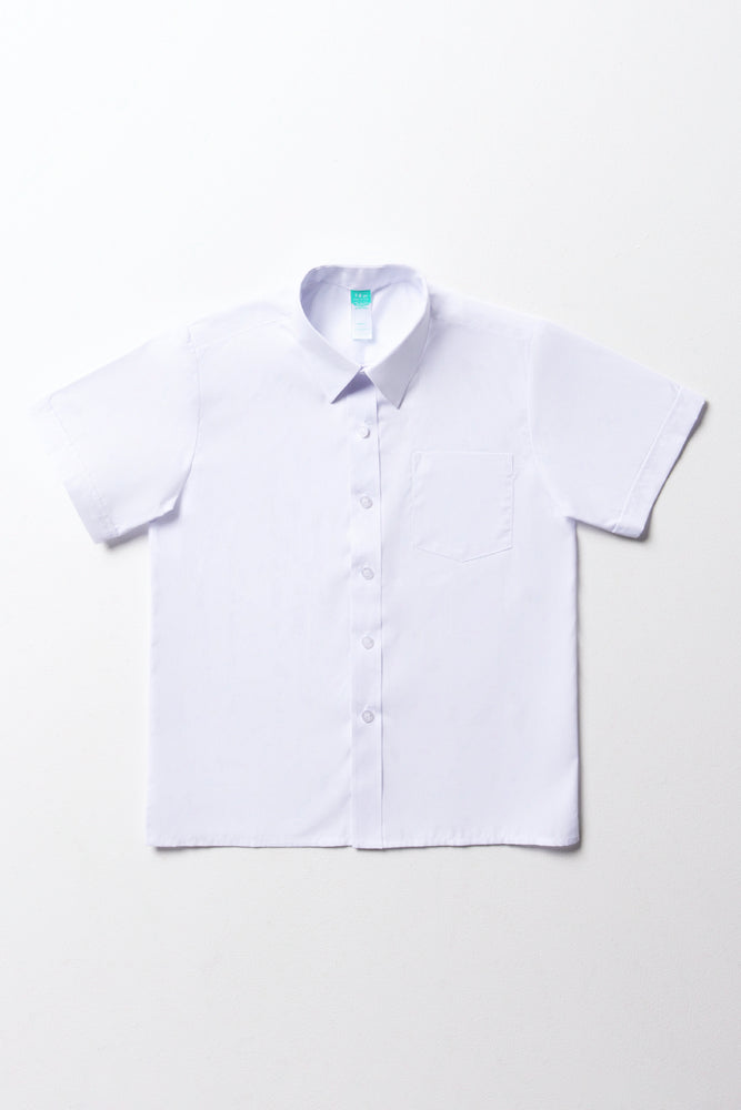 Unisex School Short Sleeve Collar Shirt White (1)