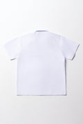 Unisex School Short Sleeve Collar Shirt White (4)