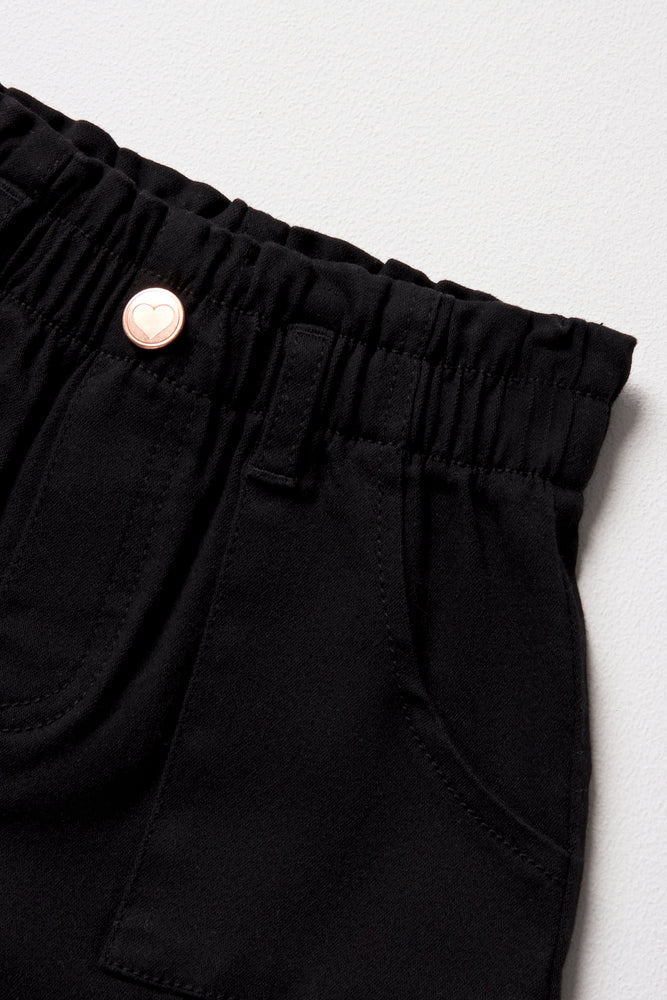 Pull On Denim Shorts Black (1)