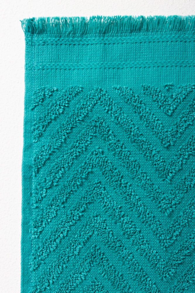 Textured Fringe Guest Towel Teal