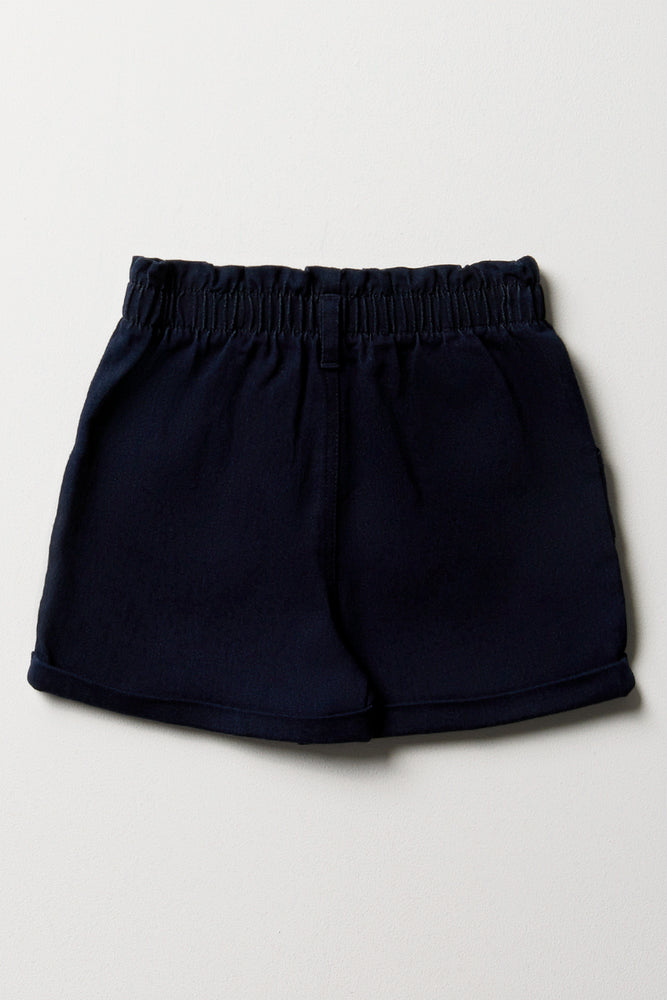 Pull On Denim Shorts Dark Blue (2)
