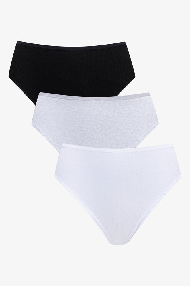 3 Pack Brazilian Panties Grey, Black & White (1)