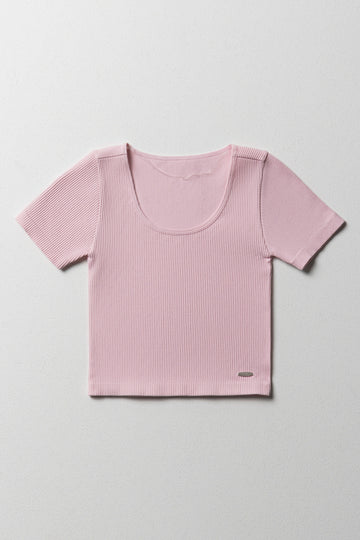 Seamless Short Sleeve T-Shirt Pink