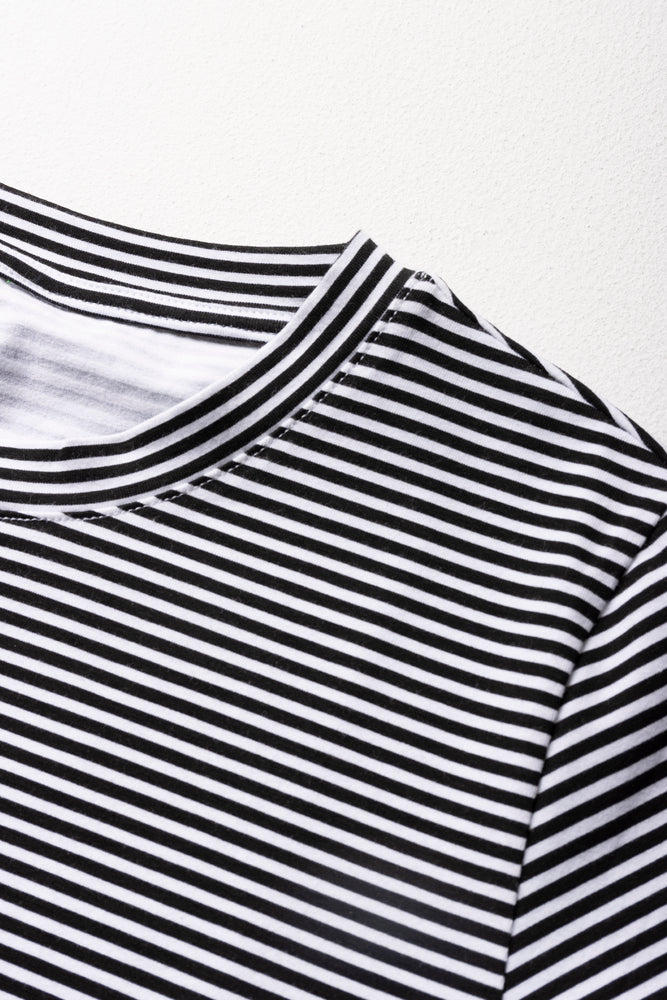 Stripe Short Sleeve Bodycon Dress White
