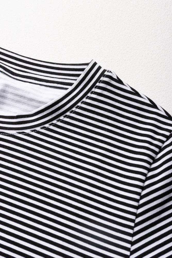 Stripe Short Sleeve Bodycon Dress White (1)