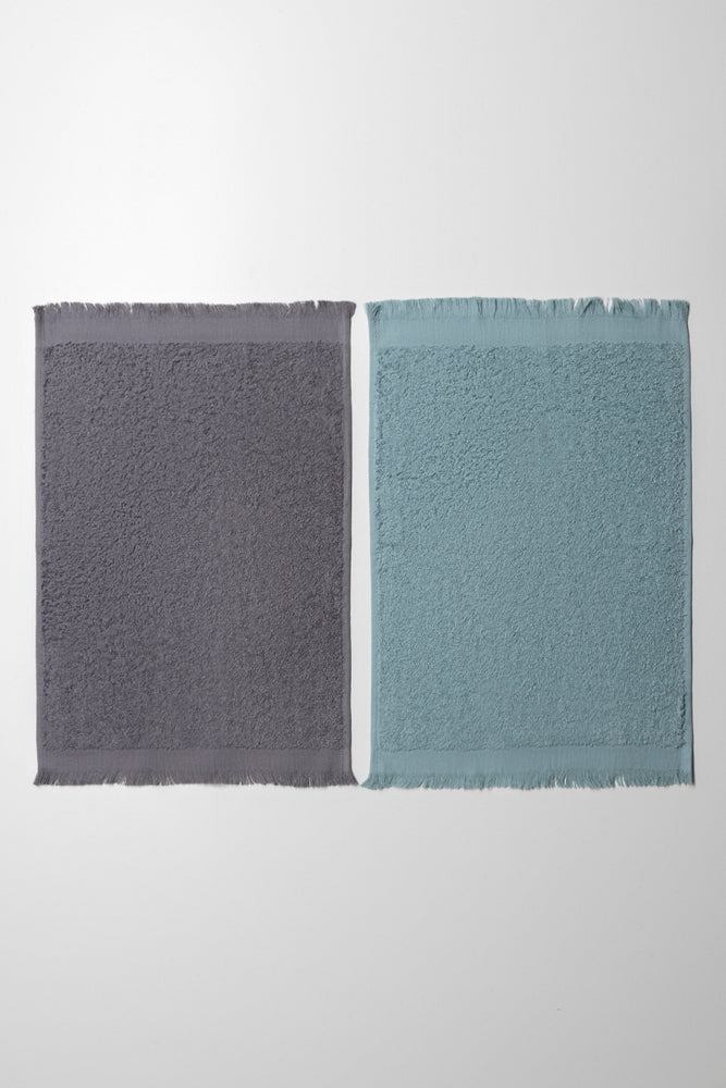 2 Pack Fringed Guest Towel  Trellis & Smoke Pearl