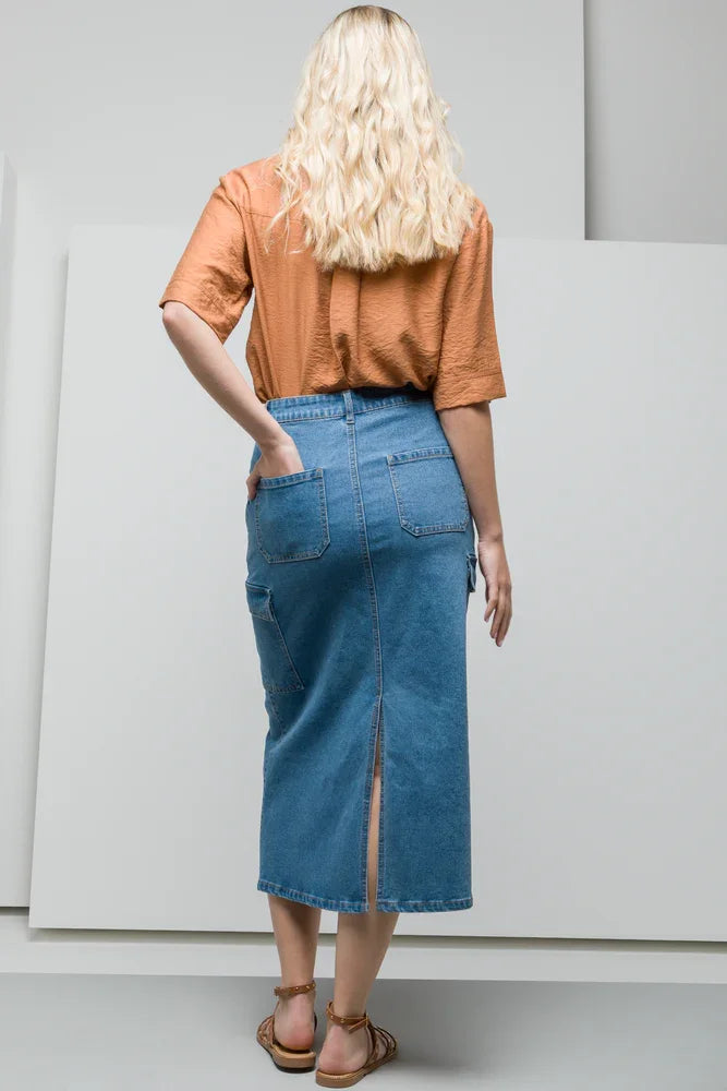 Utility Denim Skirt Mid Blue (3)