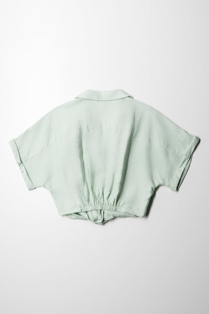 Knot Hem Woven Shirt Misty Jade (2)