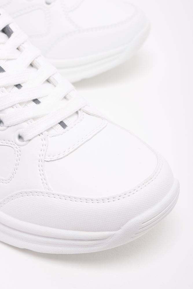 Lace Up Leather Trainer White (2)