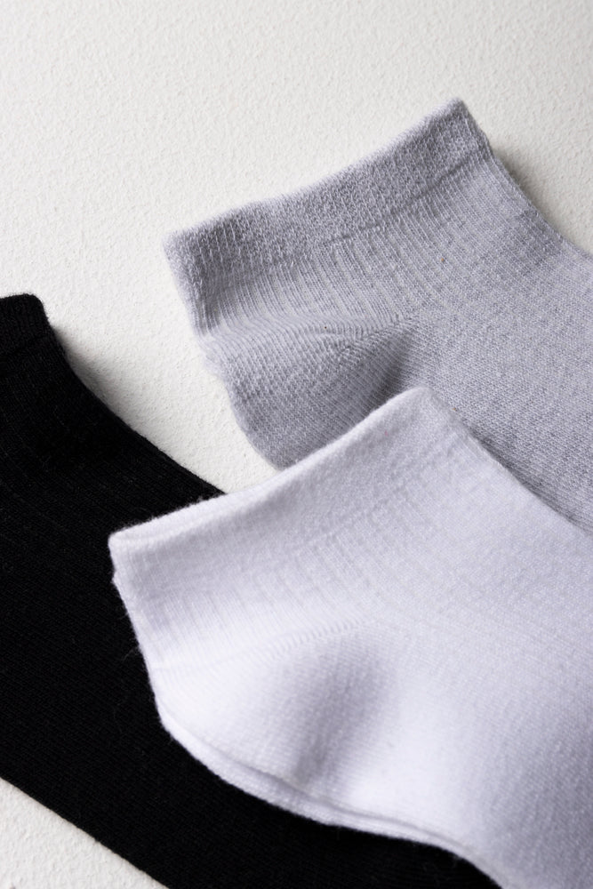3 Piece Sock Low Leg  Black And White