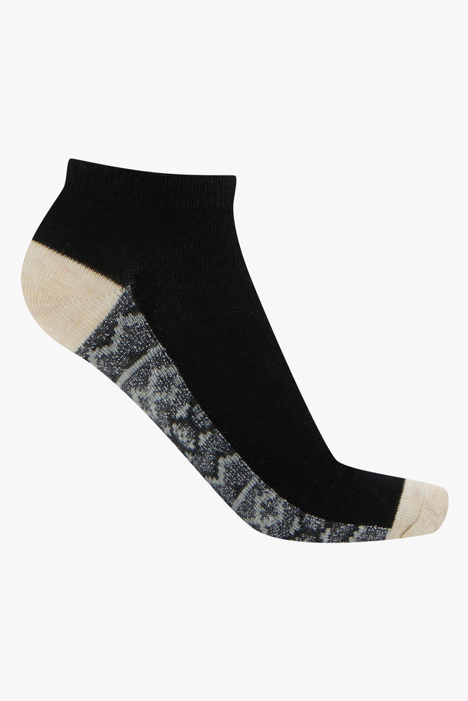 5 Pack Zig Zag Low Cut Socks Black (2)