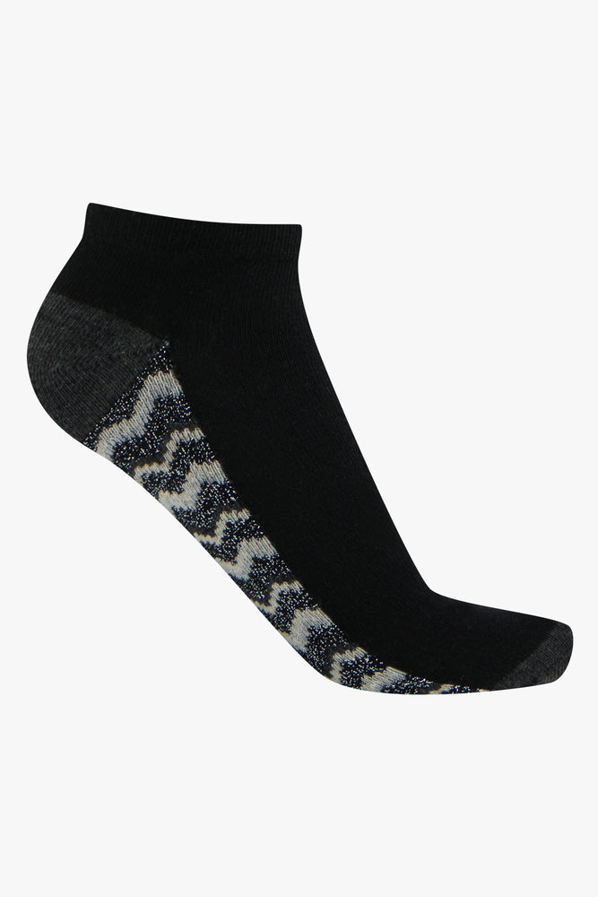 5 Pack Zig Zag Low Cut Socks Black (5)