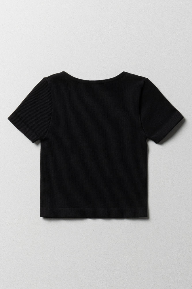 Seamless Short Sleeve T-Shirt Black (2)