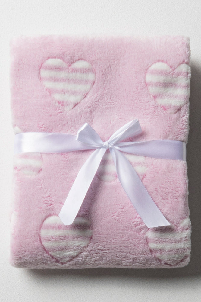 Heart Coral Fleece Blanket Pink