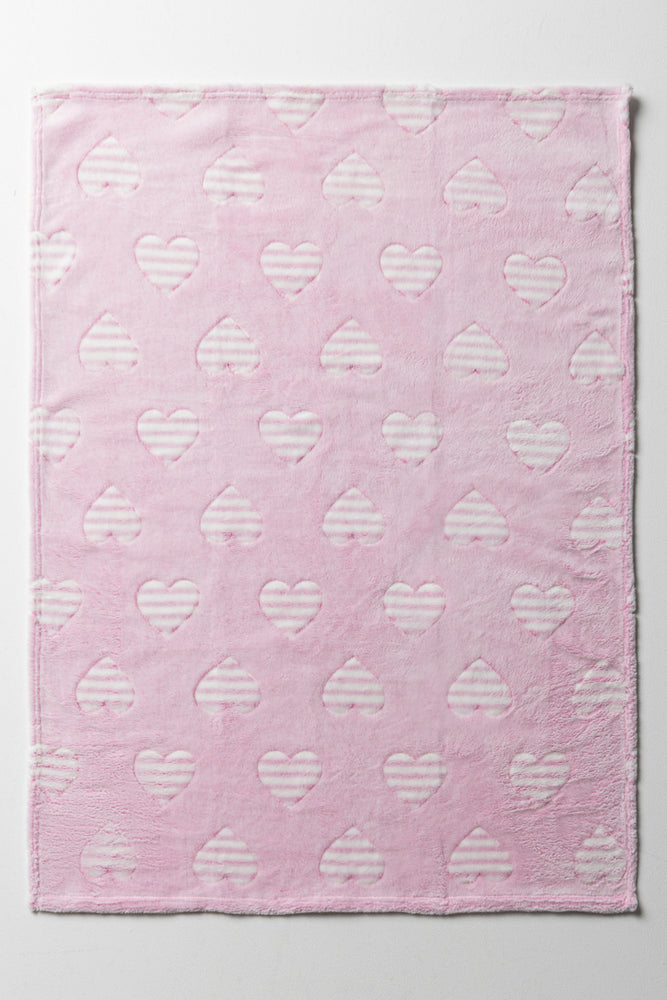 Heart Coral Fleece Blanket Pink (2)