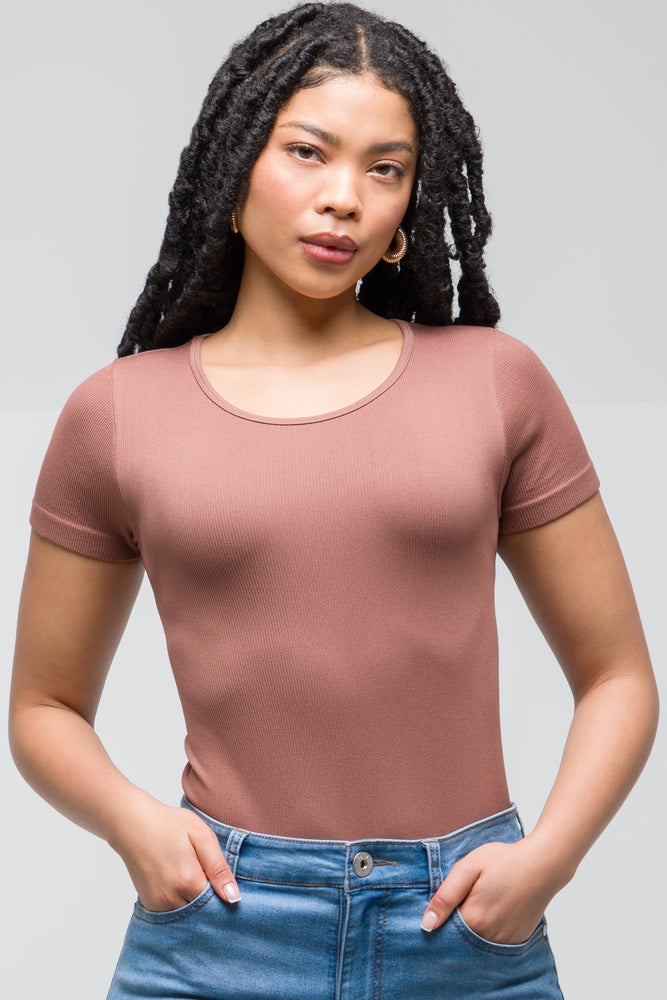 Rib Seamless Bodysuit Natural | Tops & T-Shirts | Ackermans