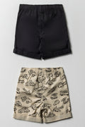 2 Pack Shorts Black And Stone (2)