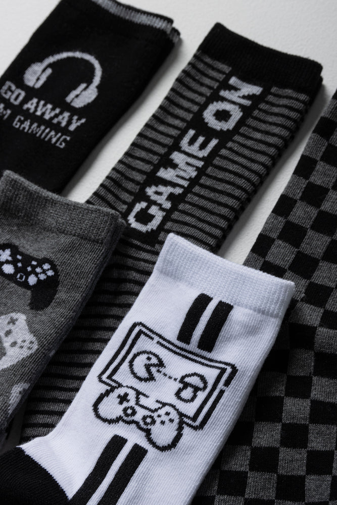 5 Pack Socks Black & Grey (1)