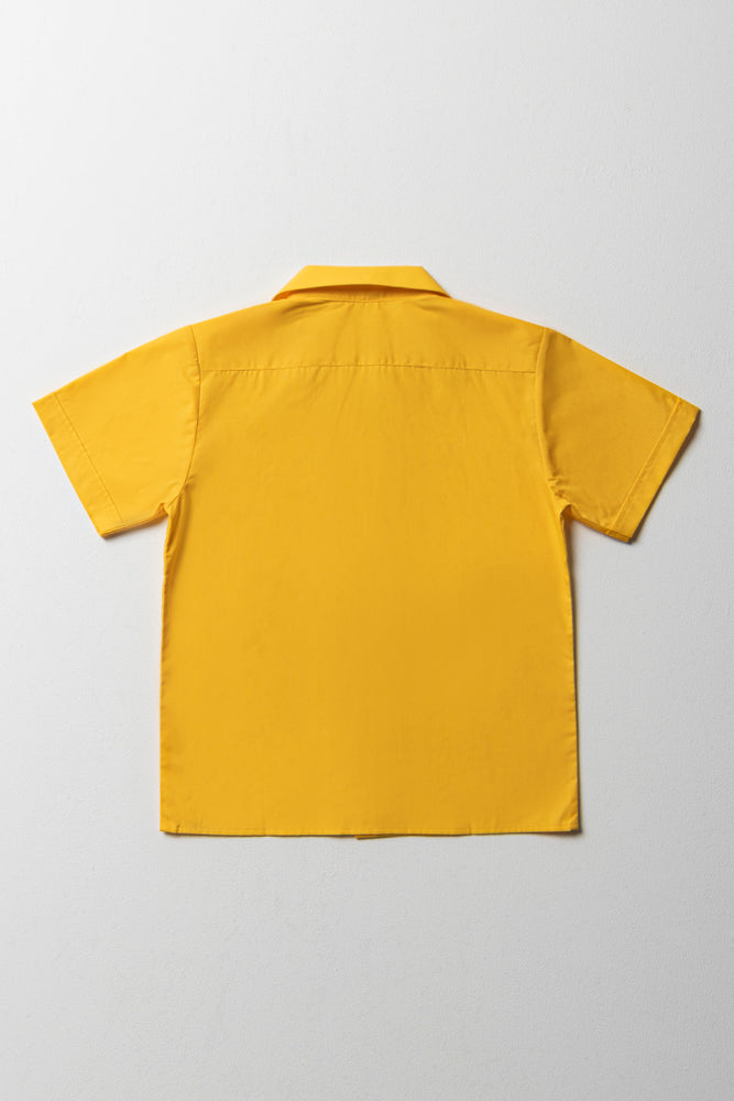 Unisex School Short Sleeve Shirt Yellow (2)