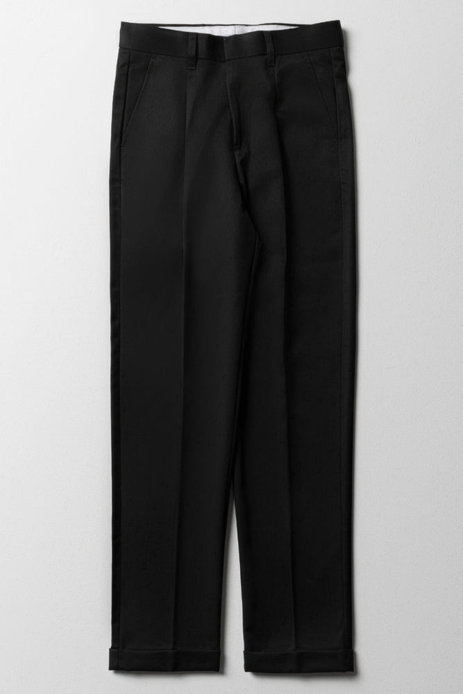 Boys School Turn Up Pants Black