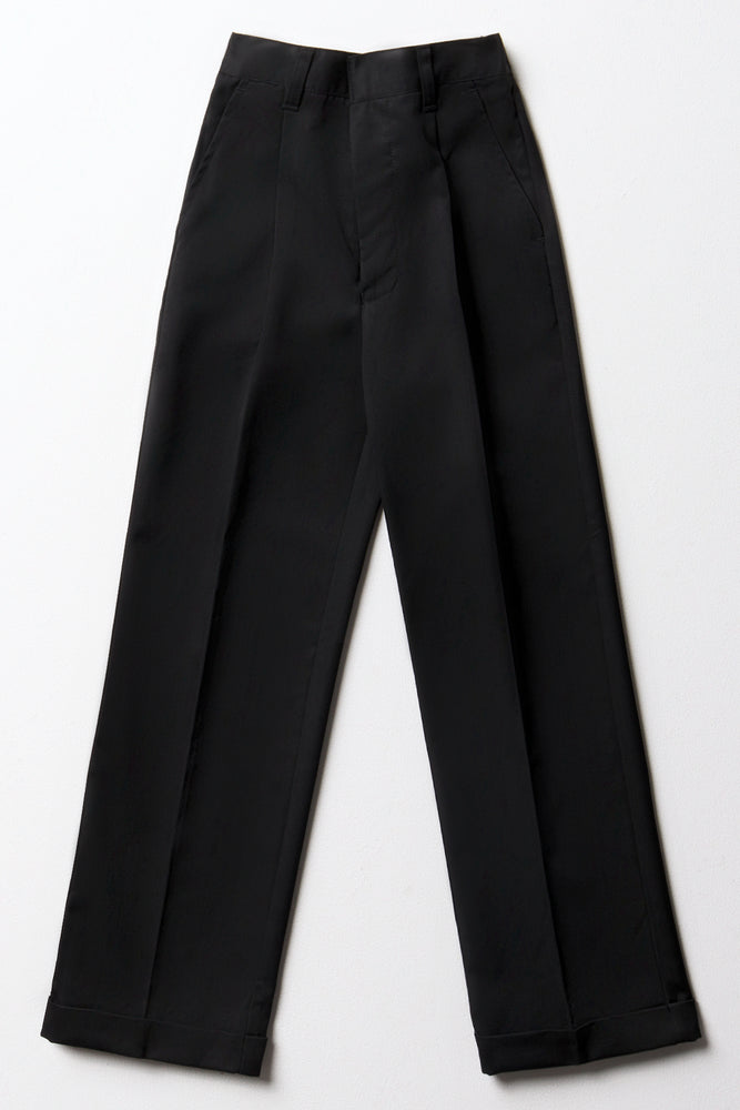 Boys School Turn Up Pants Black (4)