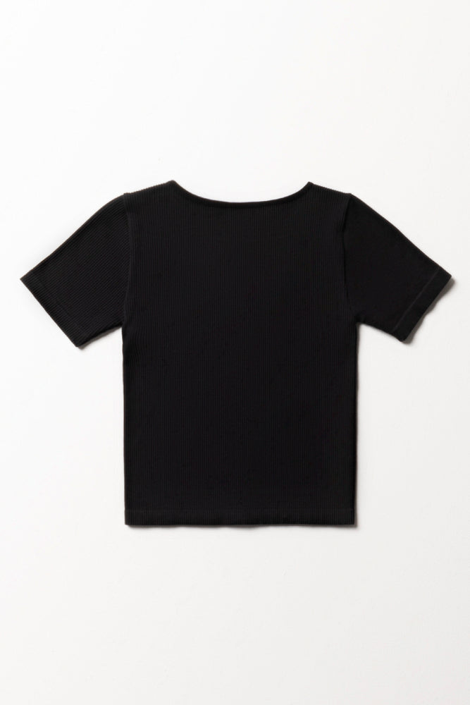 Seamless Short Sleeve T-Shirt Black (2)