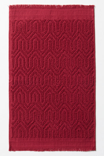 Textured Fringe Guest Towel Red