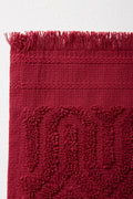 Textured Fringe Guest Towel Red (1)