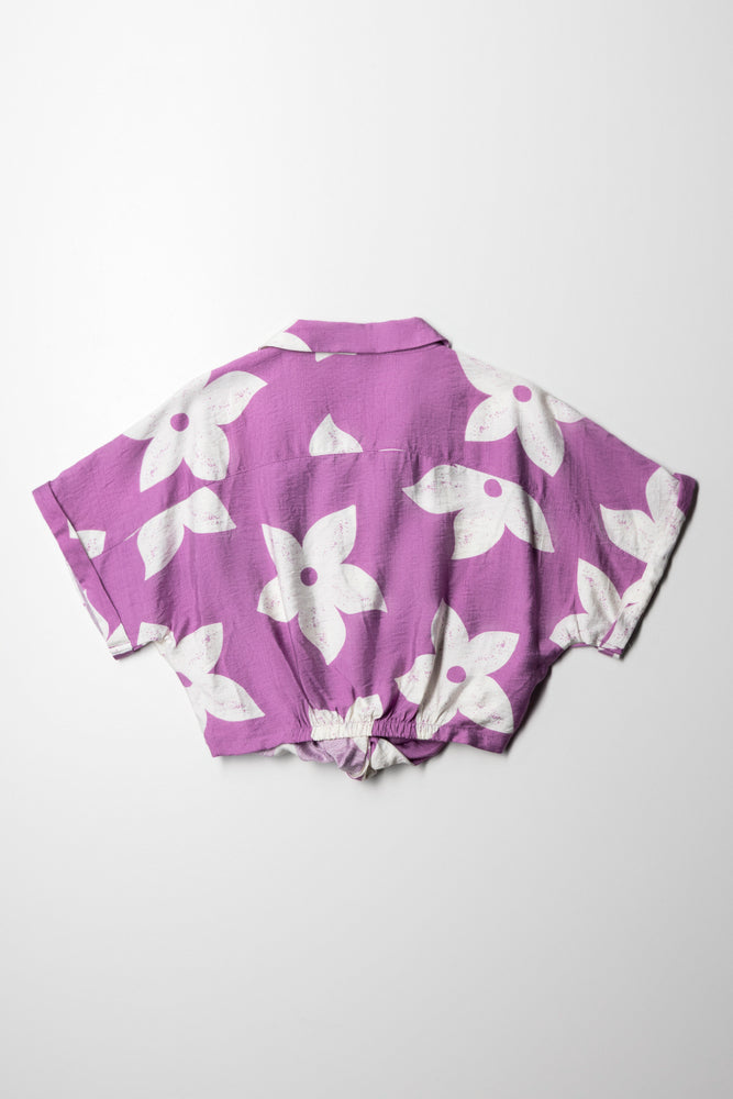 Knot Hem Woven Shirt Large Flower Mulberry And Mil (2)