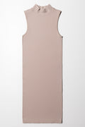 Seamless Turtle Neck Sleeveless Dress Natural