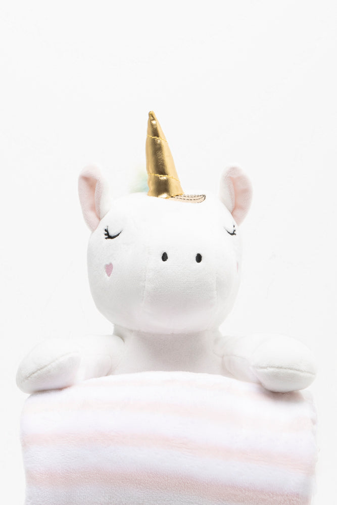 Unicorn 2 Pack Blanket And Toy Pink