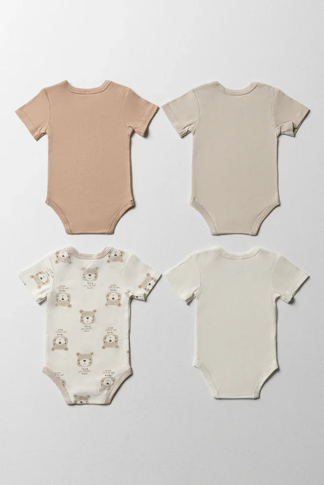4 Pack  Short Sleeve Body Vest Naturals (5)