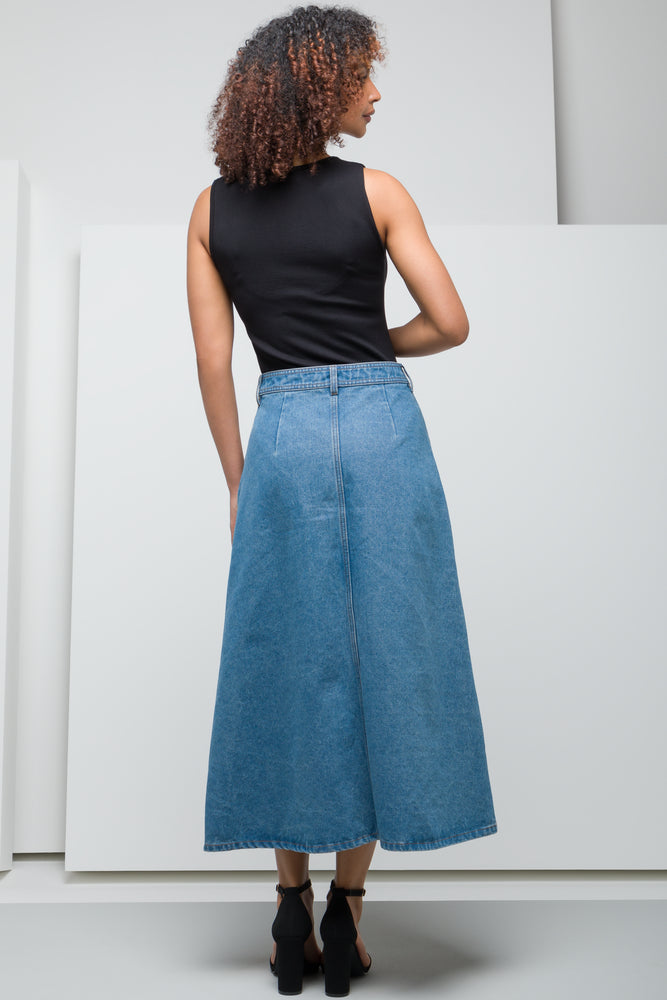 A-Line Denim Skirt Mid Blue (3)