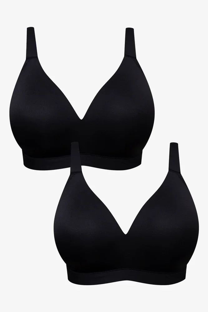 Plus Size 2 Pack Padded Wire Free Bras Black